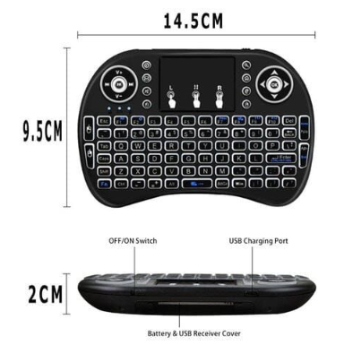 Mini teclado inalámbrico con ratón Touchpad retroiluminación LED