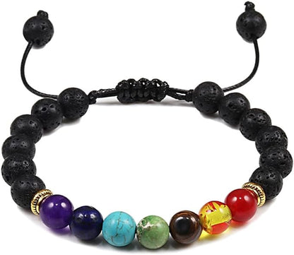 Pulseras de roca de lava 7 chakras