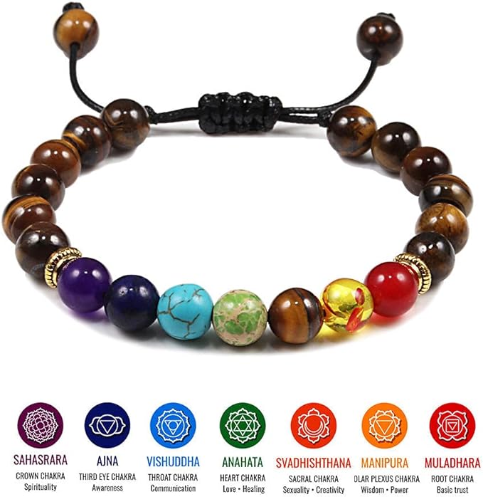 Pulseras de roca de lava 7 chakras